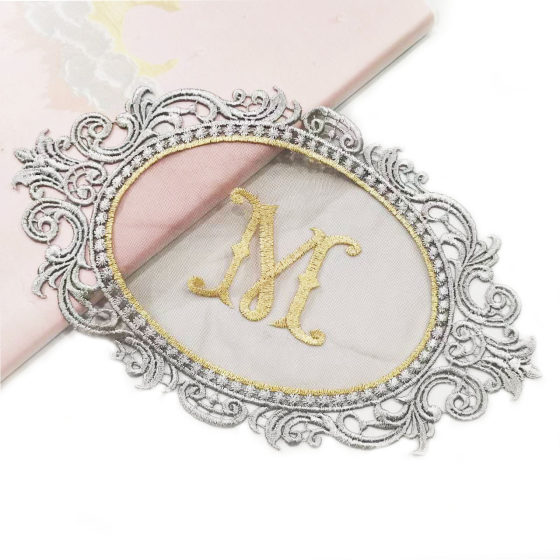 Classic White Lace Embroidered Cloth Sticker Pearl M European Style Sofa Cover Seat Cushion Pillow Decorative Curtain Accessories