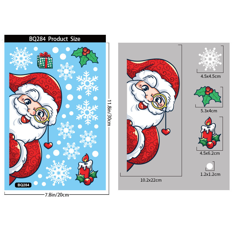 クリスマスのステッカーアマゾンの新しいサンタクロースの漫画の静電気はクリスマスの雪だるまのショーウインドーの戸のガラスのステッカーを貼ります。|undefined