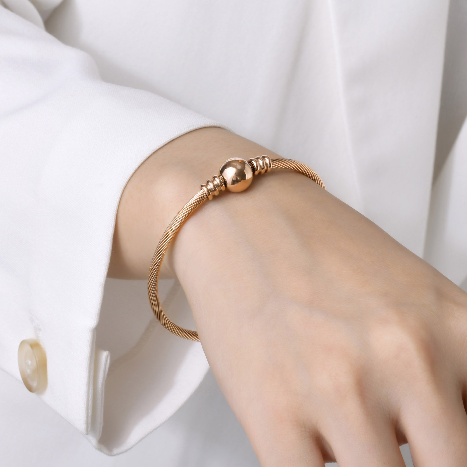 Simple Style Solid Color Stainless Steel Bangle 1 Piece