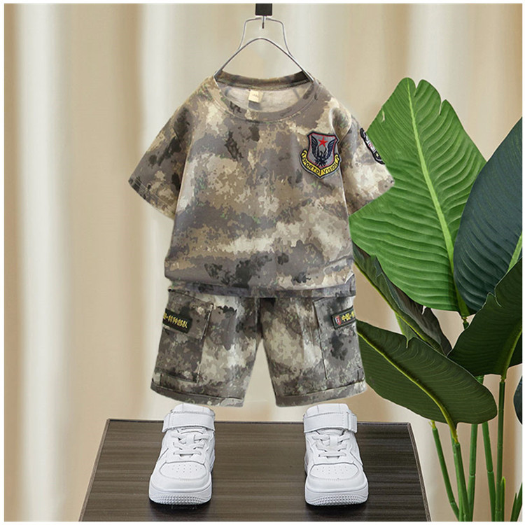 Childrens Camouflage Suit For Boys Summer Army Style Set_voghion.com