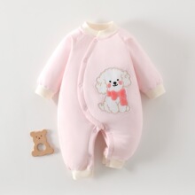新生儿60g夹棉连体衣秋冬季男女宝保暖哈衣爬服婴儿薄棉外出服装