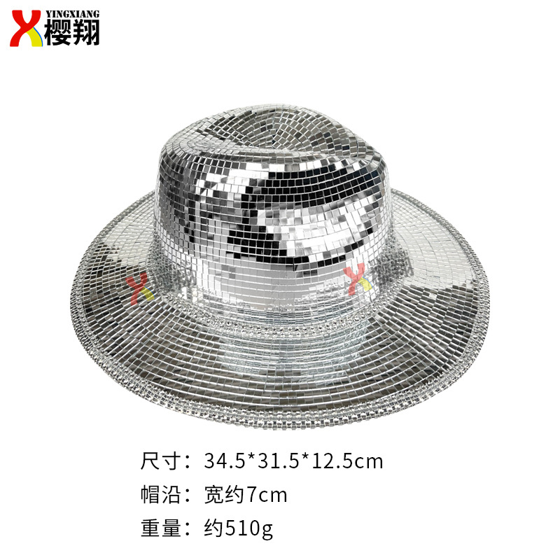 Sombrero de Espejo Disco, Sombrero de Pescador Láser, Estilo Nuevo Transfronterizo, Sombrero de Vaquero Reflectante para Fiesta de Baile, Moderno, Brillante y Genial