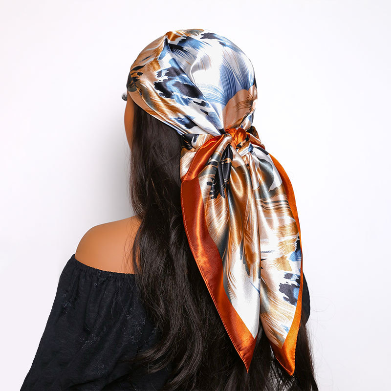 Square Satin Silk Scarf Trendy Versatile Shawl For Women_voghion.com