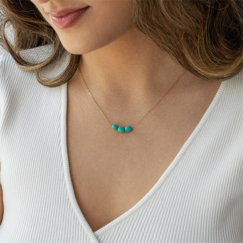 Fashion Geometric Turquoise Clavicle Chain Simple Copper Necklace display picture 2