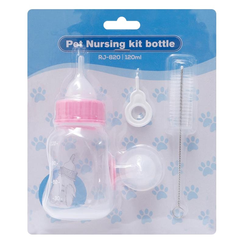En stock al por mayor pipitao anti-desbordamiento doble pezón botella de alimentación para mascotas 120ml botella de alimentación de gato botella de alimentación de agua cachorro