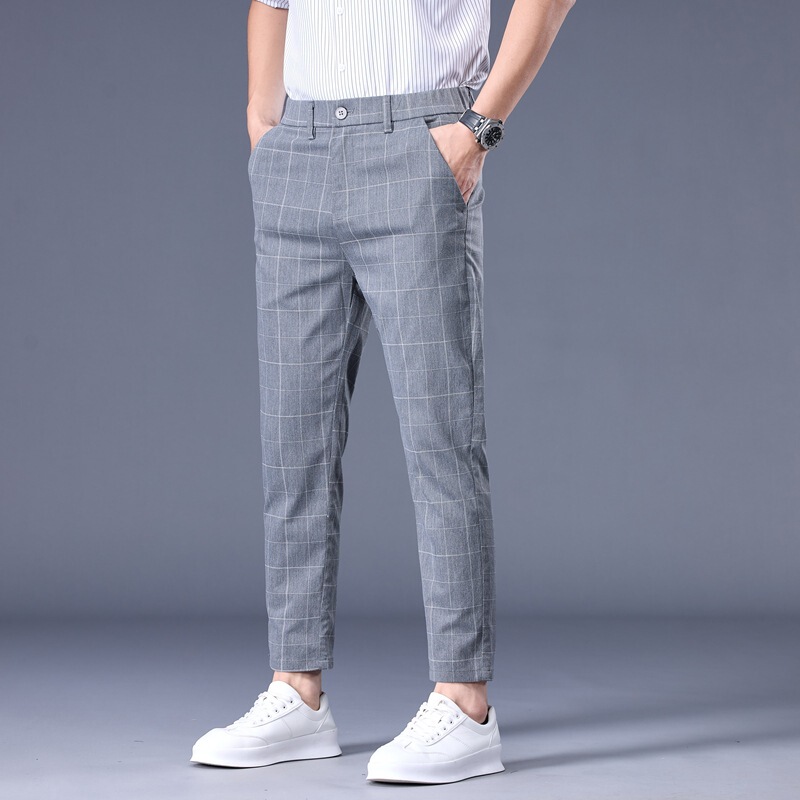 Summer New Nine Points Plaid Casual Trousers Men's Business Casual Pants Summer New Nine Points Plaid Casual Trousers Men's Business Casual Pants