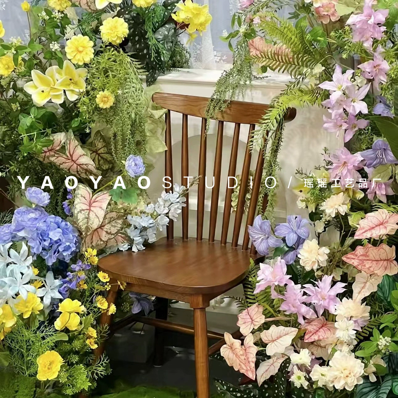 Monet Garden Wind Simulation Flower Coffee Shop Sedies Outdoor Wedding False Flower Store Window Landscape Landscape Landscape