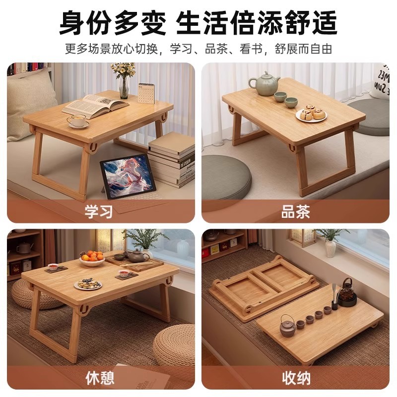 Mesa de cama dormitorio de estudiantes plegable mesa de computadora perezosa mesa de ventana flotante dormitorio simple mesa de estudio de madera sólida
