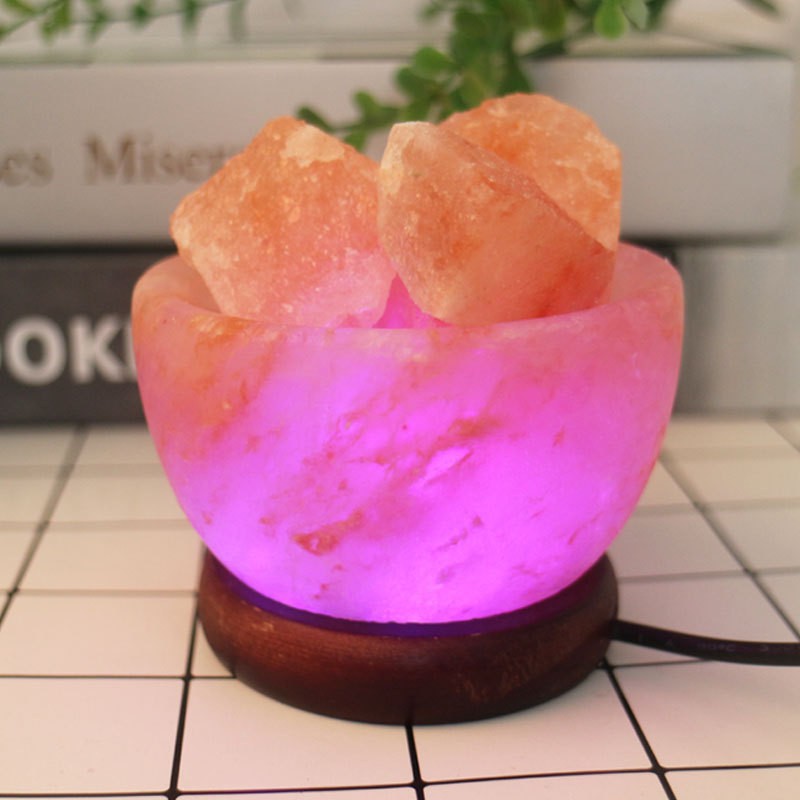 Cross-border exclusive supply of Himalayan crystal salt lamps, salt stone lamps, LED seven-color changing night lights, bedside lamps