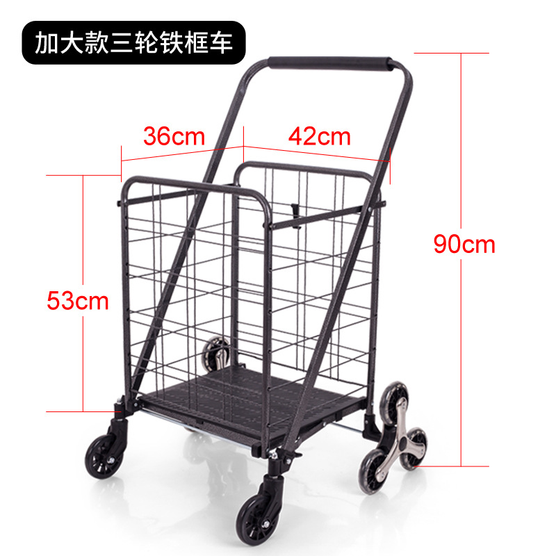 Pintura en aerosol plegable carrito de compras hierro hogar portátil doble cesta carrito de compras supermercado de gran capacidad carro al por mayor