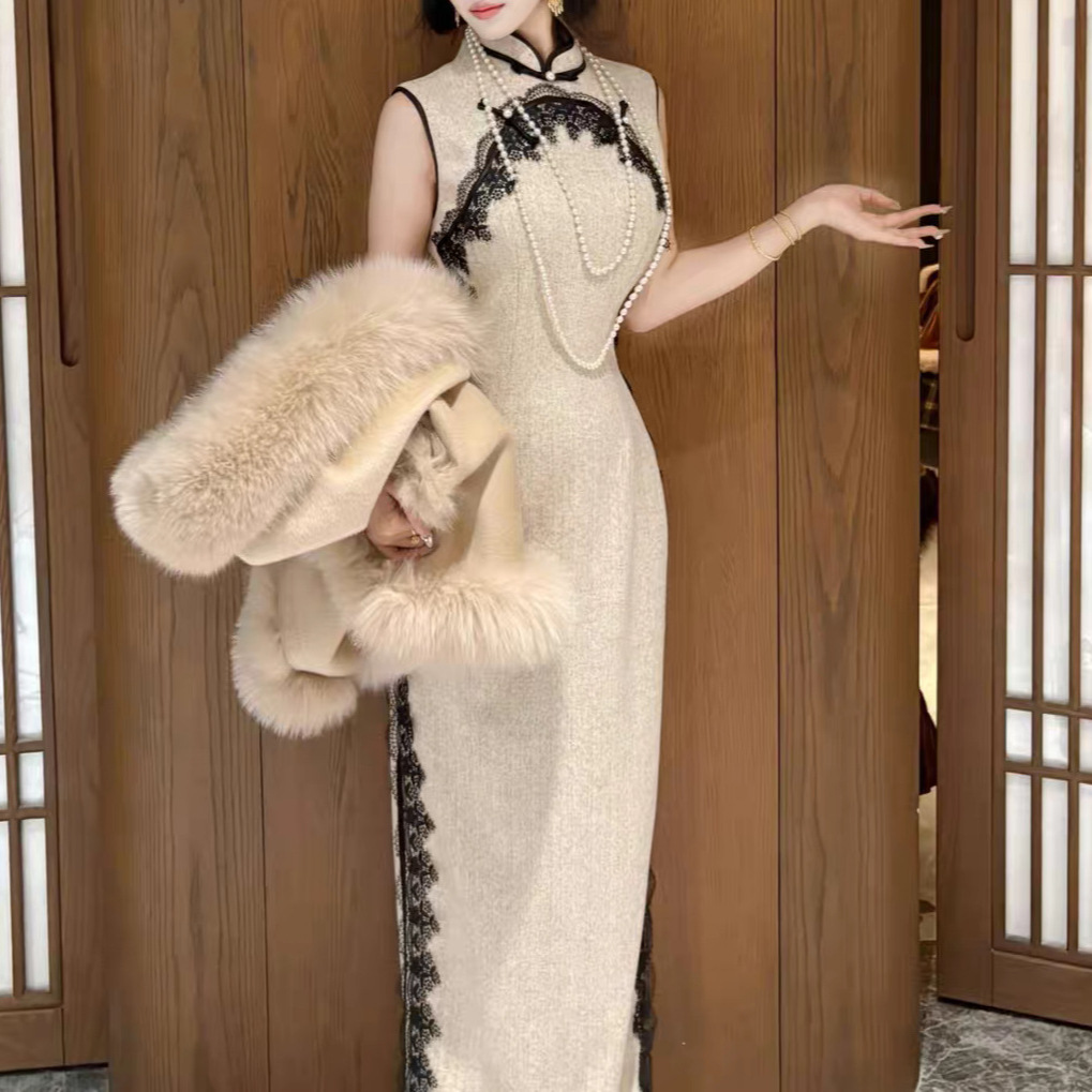 自制旗袍厚款高级西装气质 米白色