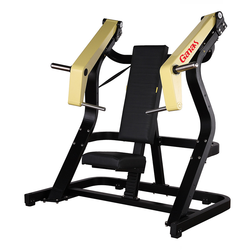 Equipo de gimnasio Bumblebee: máquina de press de pecho, polea de hombro, levantamiento de hombros en posición alta y baja, equipo de fuerza comercial completo.