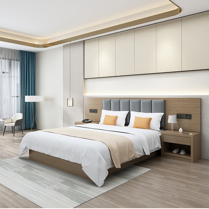 Hotel Furniture Standard Single Room Full Set of Beds Hotel Bed and Breakfast Bed Hotel Room Double Bed Apartment Bed and Breakfast Hotel Bed