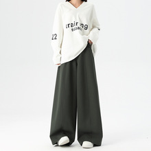 高腰显瘦宽松女裤裤子2025新款秋小个子酷飒风阔腿西装裤女装批发