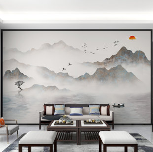 Wallpaper Comes with Pictures Chinese Style 3D Stereo Ink Landscape Tv Background Wall Wallpaper Living Room Wall Covering Bedroom Wall Covering Mural