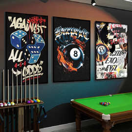 台球厅黑八海报挂画桌球台球馆斯诺克俱乐部装饰画棋牌室骰子壁画