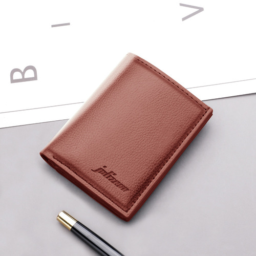 Vertical wallet men's short small leather wallet can hold driver's license ultra-thin men's wallet men's wallet men