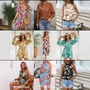 2025 New European and American Fashion Women's Clothing Miscellaneous Printed Fast Fashion Brand Tops and Dresses Emery Rose