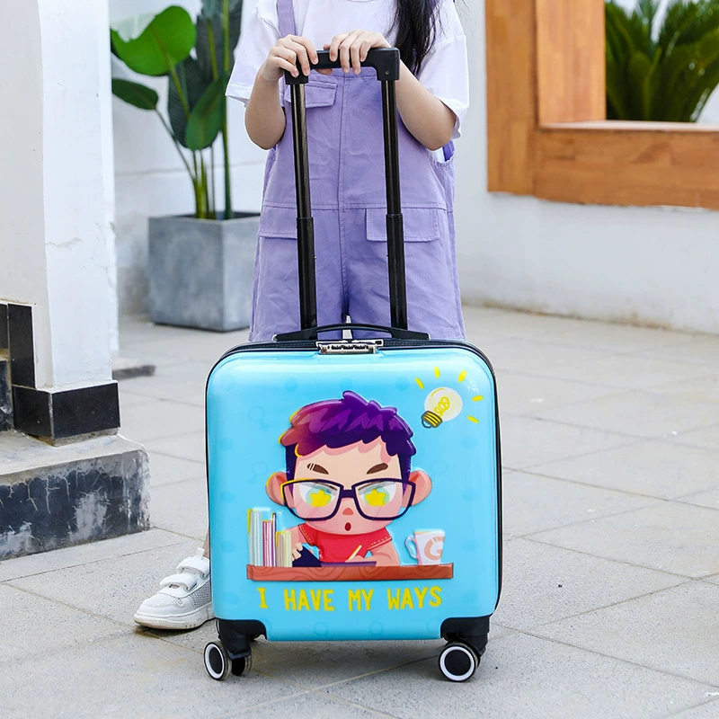 Cartoon universal suitcase on wheels, 3D