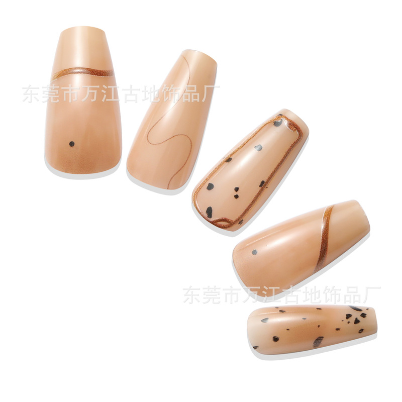 24 Pieces of Medium-Sized Ballet Nails, 3D Stereo Lines, Green Onion Powder Printed Nails, Custom Nail Production Factory