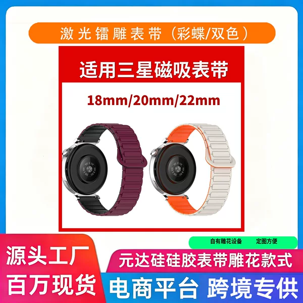 Suitable for Samsung Galaxy Watch 7 Magnetic Strap Fe Watch 56 Magnetic Case I-Shaped Watch Silicone Magnetic Strap