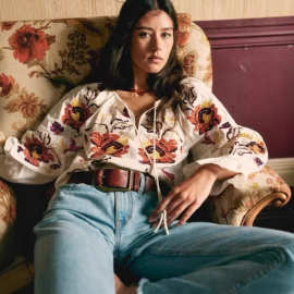 法式小众25秋冬新款复古民族风刺绣挂绳流苏休闲上衣蕾丝花边衬衫