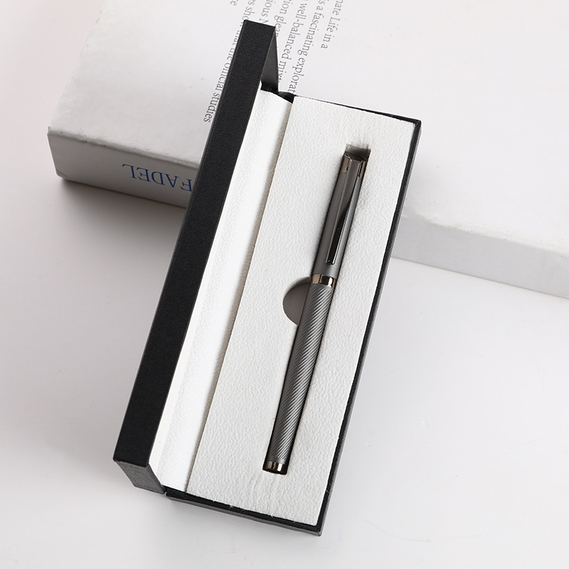 Pluma de firma de metal comercial de alta calidad, caja de regalo, logotipo personalizado, publicidad, grabación de pluma neutra