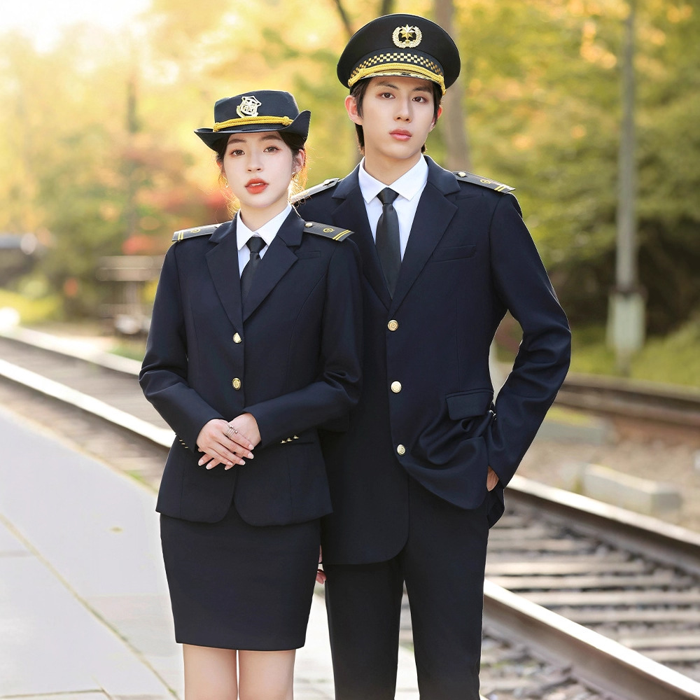 Men's and Women's Snare Drum Honor Guard Performance Clothing Suit Captain Pilot Stewardess Flight Attendant Work Uniform Art Exam Clothing