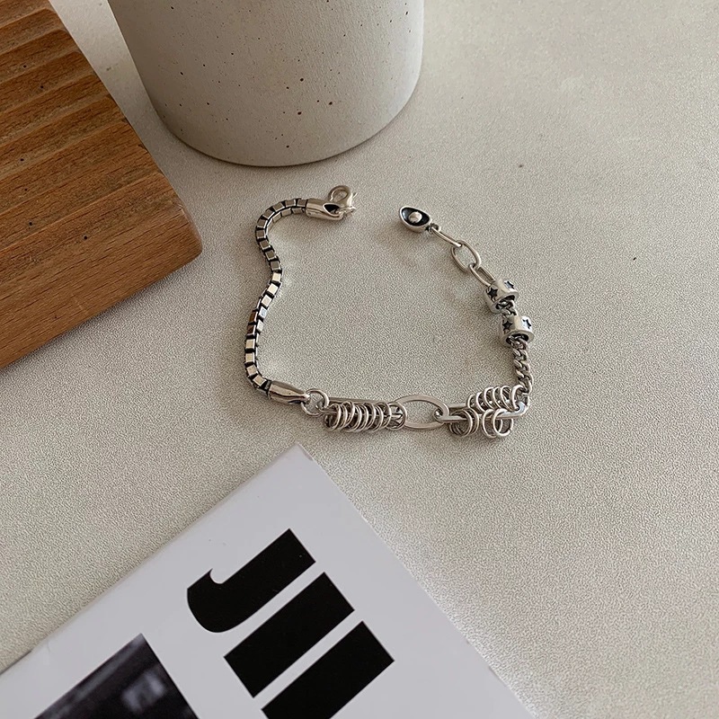 2021 New Ingot Retro Distressed Heart Bracelet Female Ins Special-interest Design Round Brand Student Cold Style Simple display picture 7