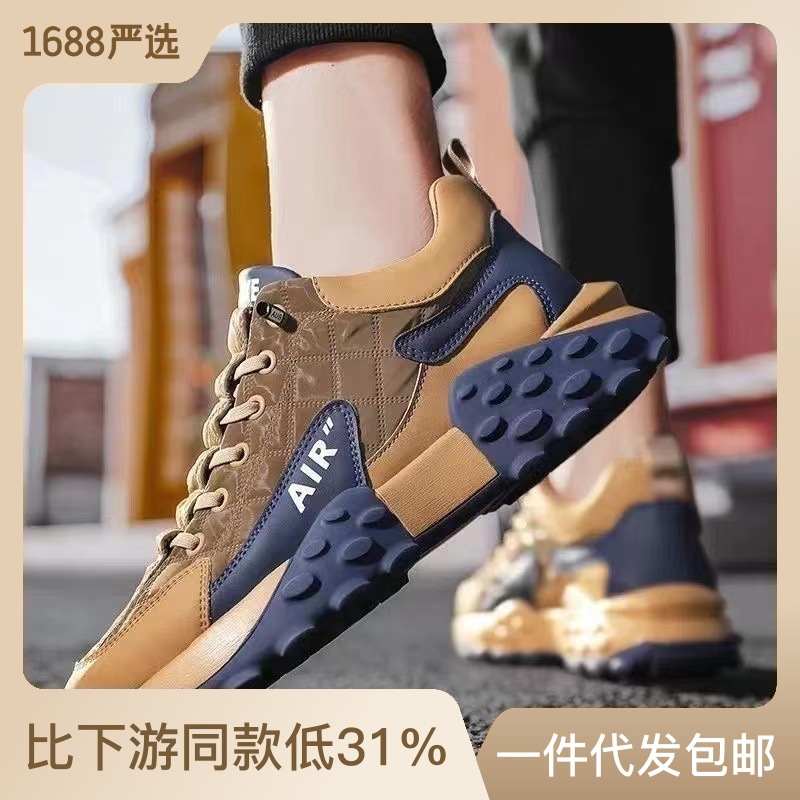 China-Chic Men's Shoes Spring and Autumn Youth Sports Leisure Forrest Gump Board Shoes Elevated Dad Shoes Mesh Red Thick Bottom Tide Shoes