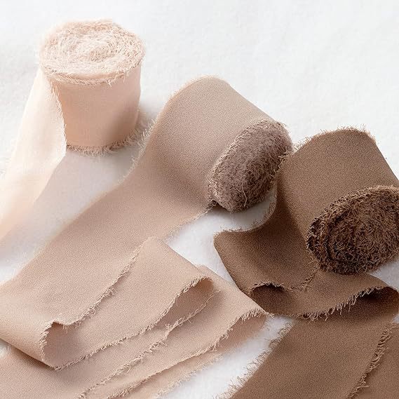 INS deshilachado gasa cinta ramo de la boda borla cinta arco decoración hilo de nieve tira de tela de seda