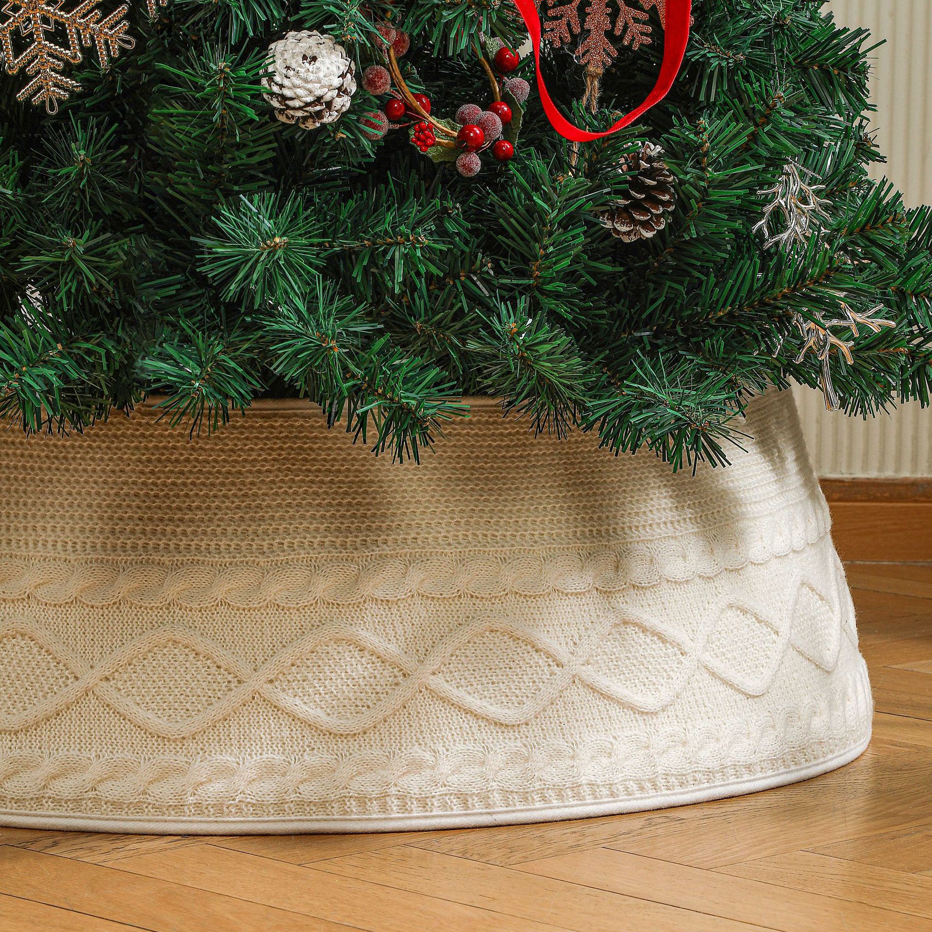 Navidad transfronteriza de punto falda de árbol abrazadera de cinturón ajustable decoración del árbol de Navidad decoración del árbol