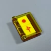 Transparent yellow flip book + mahjong piece red dot + medium brown back cover