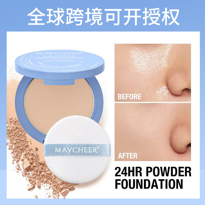 Transfronterizo MAYCHEER polvo impermeable de maquillaje para mujeres, maquillaje natural desnudo, control de aceite, polvo de maquillaje de miel.