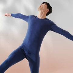 Men's Pure Cotton Top and Bottom Set Autumn Winter Thin Warm Underwear Crew Neck Sweater Wholesale