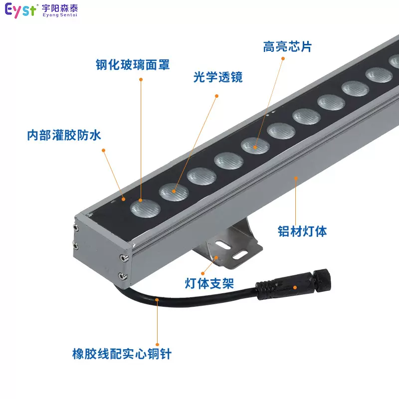 户外LED洗墙灯外墙背景照明防水灯建筑投光灯别墅照射线性线条灯