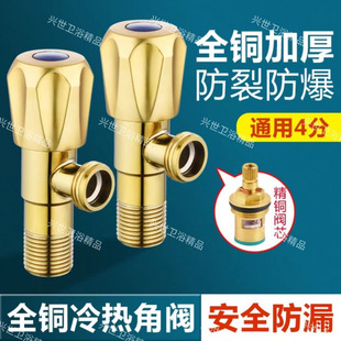 Thickened Copper Angle Valve for Hot and Cold Water, Universal Water Inlet Valve for Water Heater, 304 Stainless Steel Angle Valve