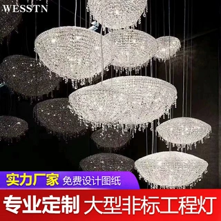定制水晶轻奢简约现代别墅复式楼餐厅奢华圆形客厅灯大气艺术吊灯