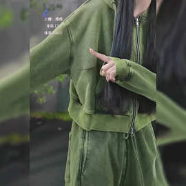 春秋款休闲气质卫衣两件套女2025年新款连帽开衫上衣直筒裤套装潮