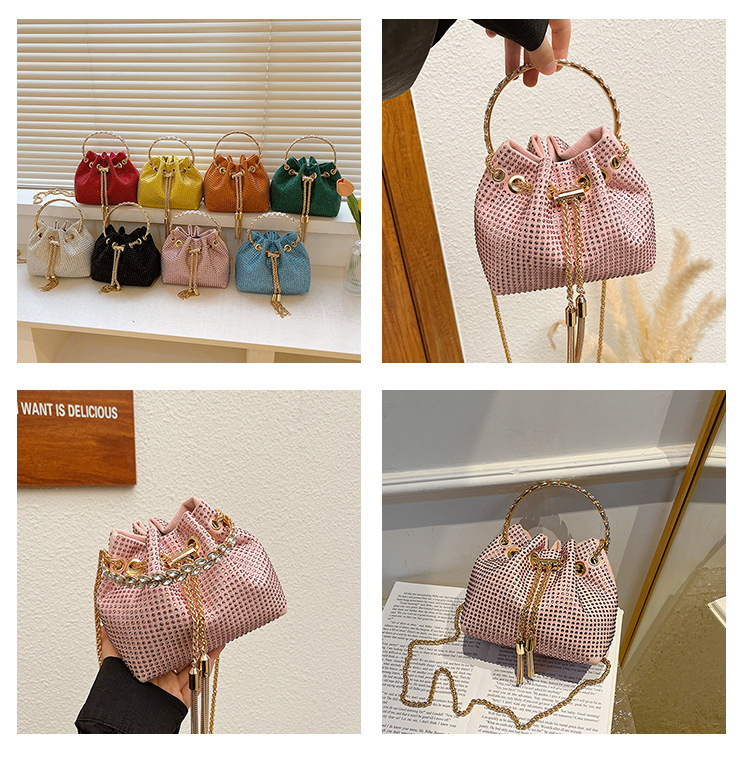270g Weight Polyester Lining Material Sewing Thread Fashion Element String Closure Type Single Shoulder Strap Strap Type Evening Bag Bags Type Party, Shopping Occasion Pu Leather Material Solid Color Pattern All Seasons Season Women's Gender Streetwear Style Bucket Shape Medium Size Women's Medium Pu Leather Solid Color Streetwear Sewing Thread Bucket String Evening Bag 1