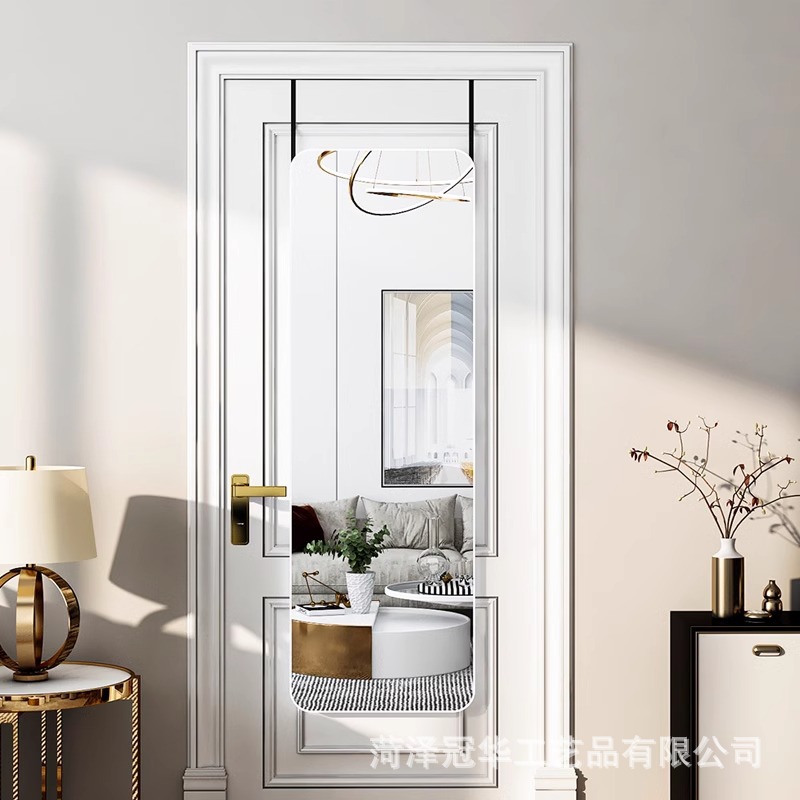 Full-length mirror wall mirrors stick to the wall self-adhesive dressing mirror household bedroom hanging door dressing mirror rental house door behind hanging mirror 