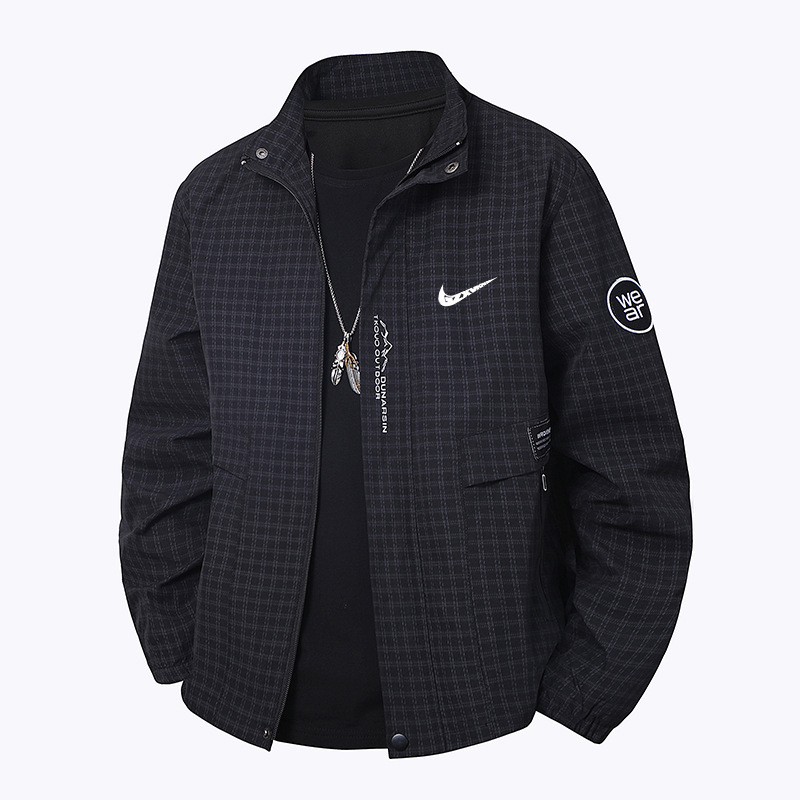 Cross-Border Popular Jacket Men's 2024 Autumn New Stand-Up Collar Jacket Men's Fashion Zipper Men's Simple and Loose Cross-Border Popular Jacket Men's 2024 Autumn New Stand-Up Collar Jacket Men's Fashion Zipper Men's Simple and Loose