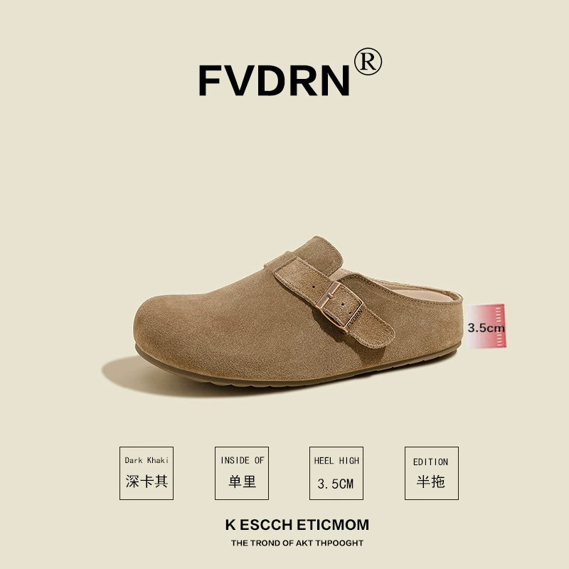 Universal retro slippers for leisure, genuine leather, Spring/Fall 2025 model