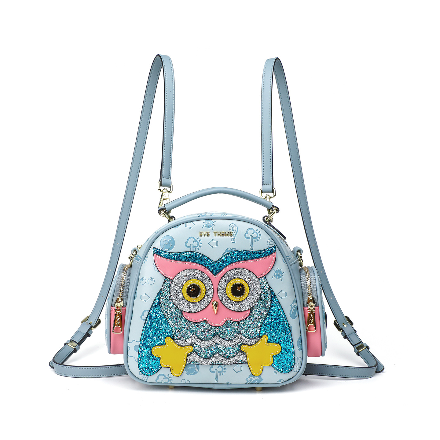 Personalidad de moda damas animales de dibujos animados mochila de hombro multipropósito colisión de colores versátil no colisión 2878 #