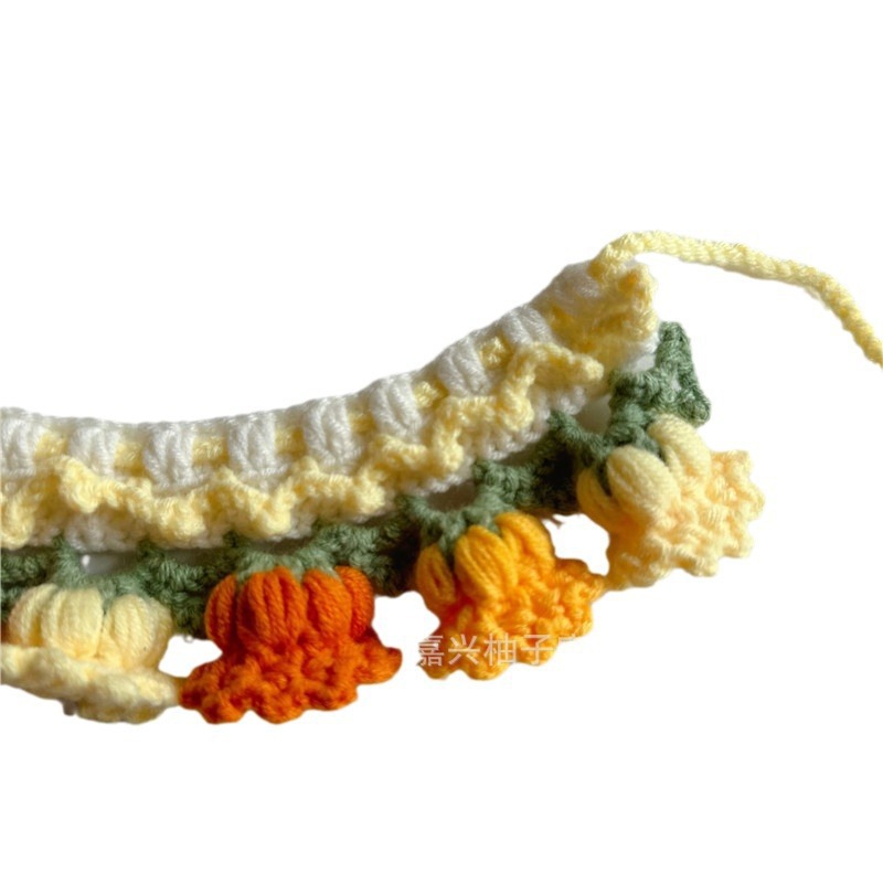 Pet tejer orquídeas toallas de saliva para gatos perros ins viento collar adornos de fotos