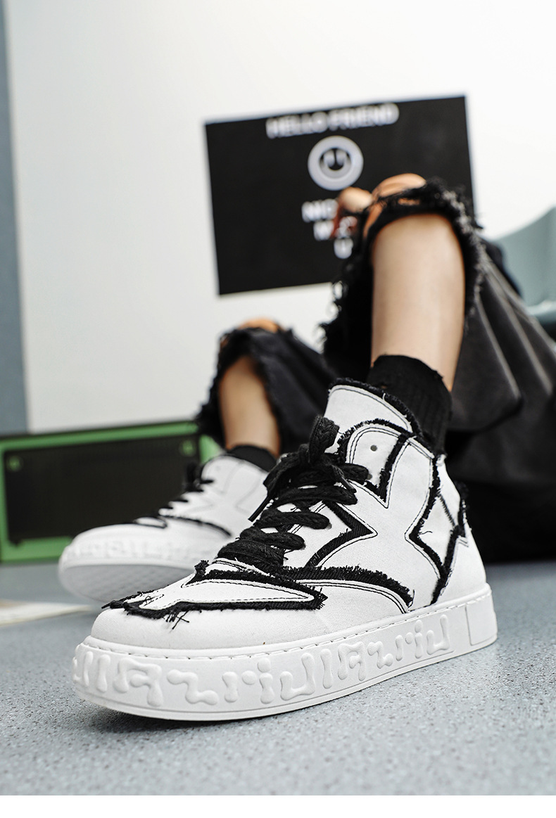 Herren High Top Sneaker Aus Canvas Mit Schmetterling Motiv_voghion.com