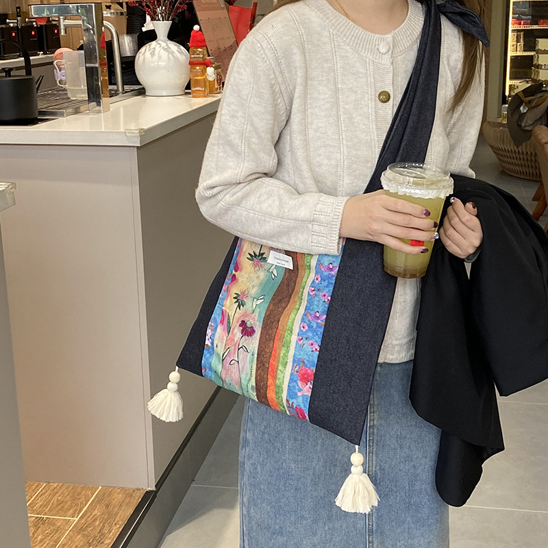 Universal denim one-shoulder bag, bag strap, trend shoulder bag, capacious shopping bag, cloth bag