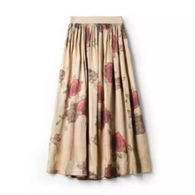 U* W2024年新款春夏玫瑰半裙高品质铜氨丝弹力松紧腰围印花半身裙