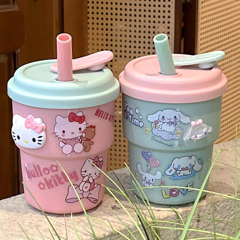 水杯女上班族新款ins可爱贴纸女生吸管杯便携大容量咖啡牛奶杯子|undefined