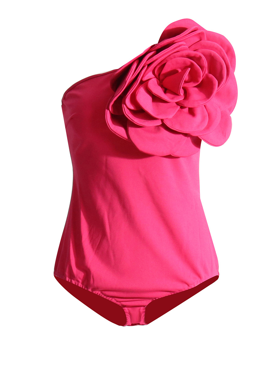 Mono de mujer sexy y moderno, estilo europeo y americano, con diseño de un solo hombro, patchwork floral tridimensional, sin mangas, color liso, novedad 2026